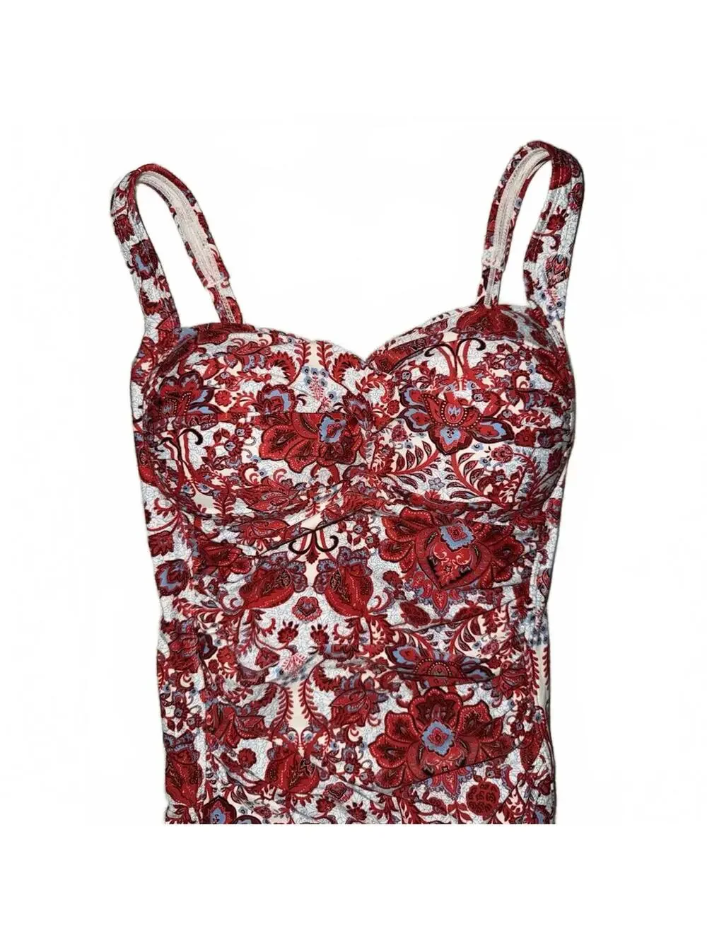 Niptuck Swim womens one piece swim suit red Floral print size 4 Boho Bright